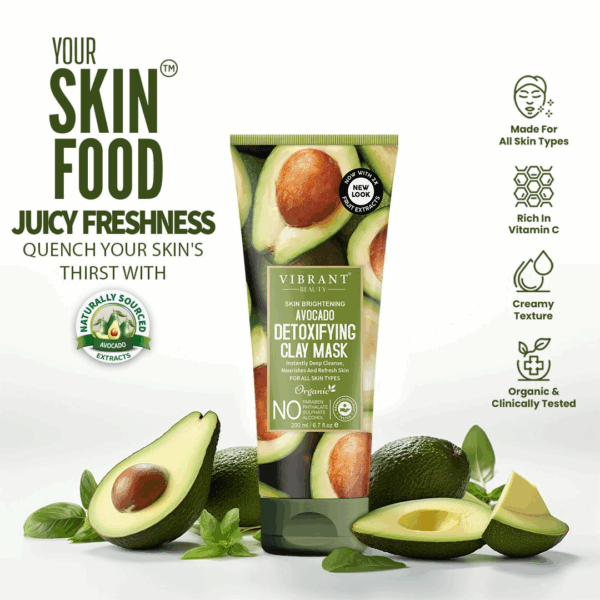Vibrant Beauty-Avocado Detoxifying Clay Mask (200ml)